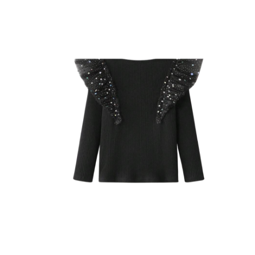 Blusa negra brillos
