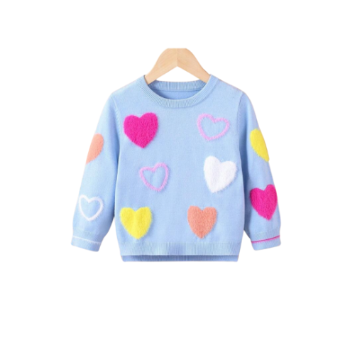 Sueter azul corazones