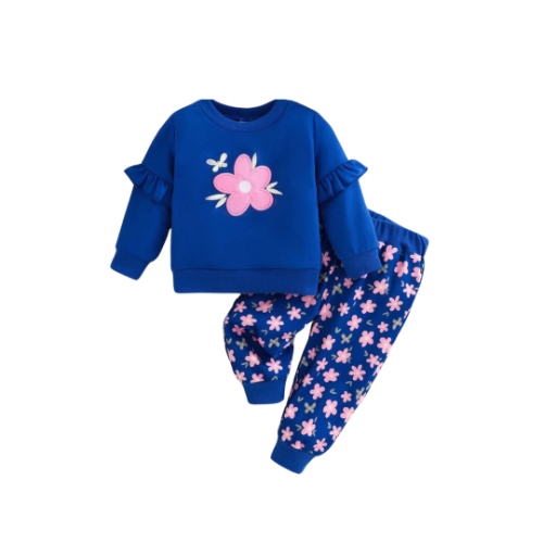 Conjunto azul flores