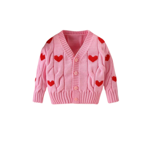 Sueter rosa corazones rojos