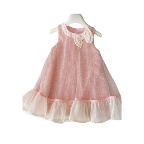 Vestido brillos rosa tul