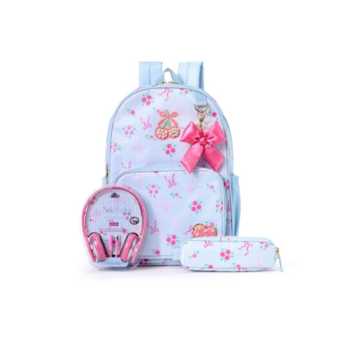 Mochila celeste cerezas